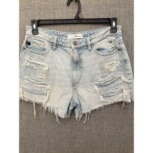 KanCan Faded Blue Ripped Jean Shorts